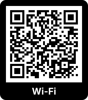QR-код тестовой сети Wi-Fi из нашего прогона, в рамке с подписью Wi-Fi