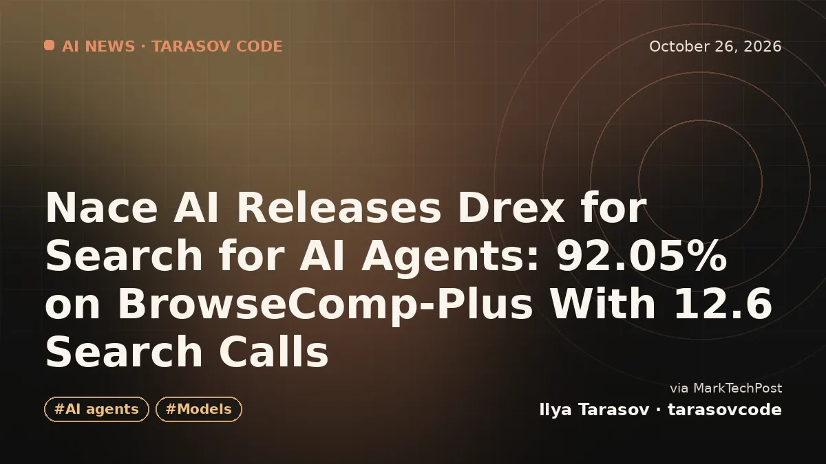 Nace AI Releases Drex for Search for AI Agents: 92.05% on BrowseComp-Plus With 12.6 Search Calls