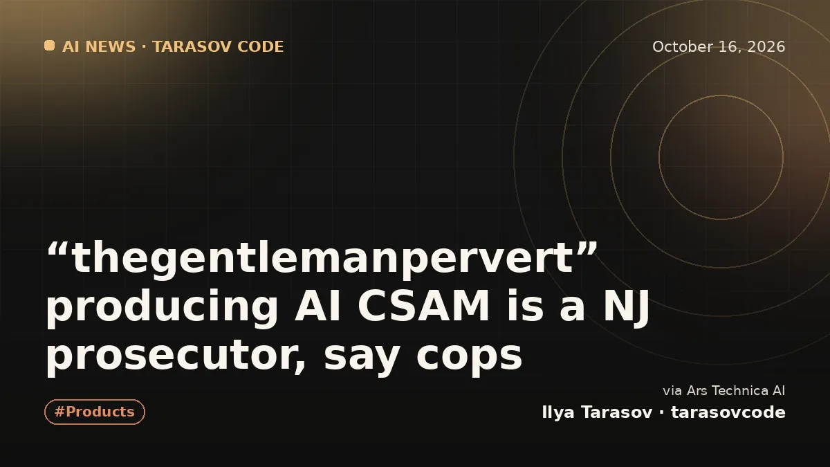 “thegentlemanpervert” producing AI CSAM is a NJ prosecutor, say cops