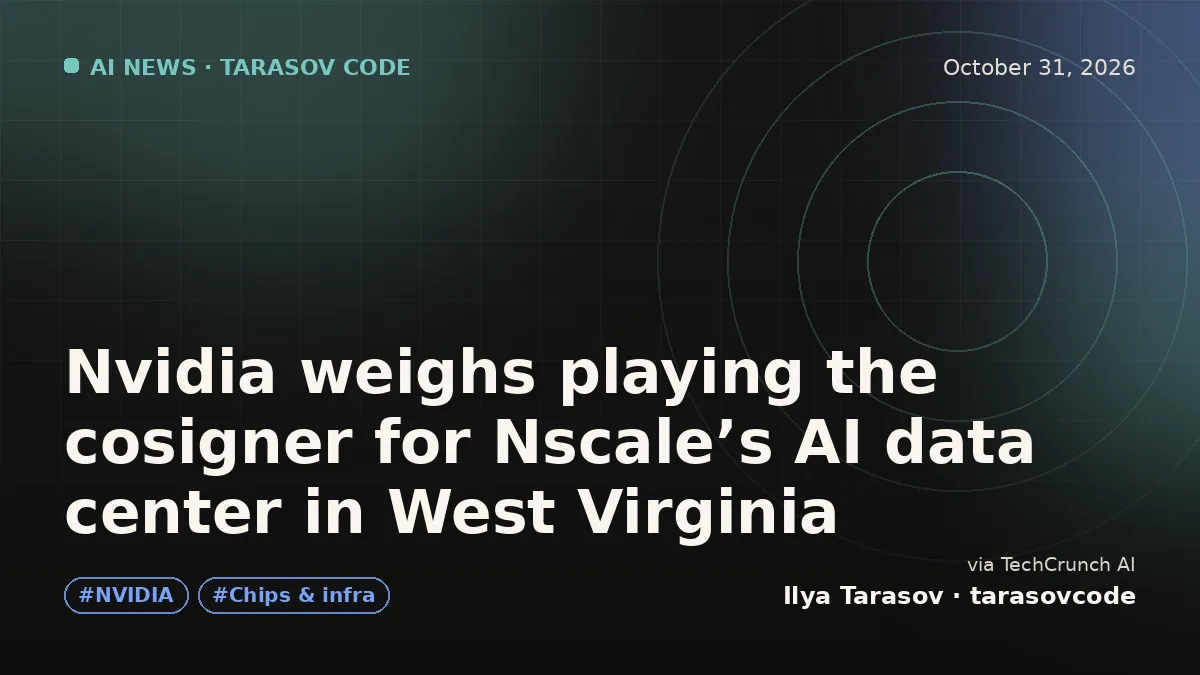 Nvidia weighs playing the cosigner for Nscale’s AI data center in West Virginia