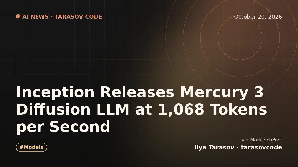 Inception Releases Mercury 3 Diffusion LLM at 1,068 Tokens per Second