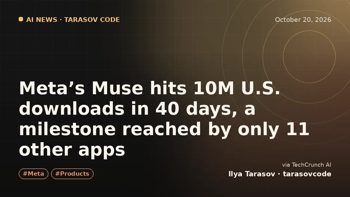 Meta’s Muse hits 10M U.S. downloads in 40 days, a milestone reached by only 11 other apps