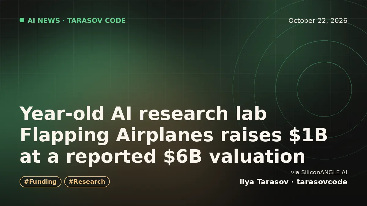 Year-old AI research lab Flapping Airplanes raises $1B at a reported $6B valuation
