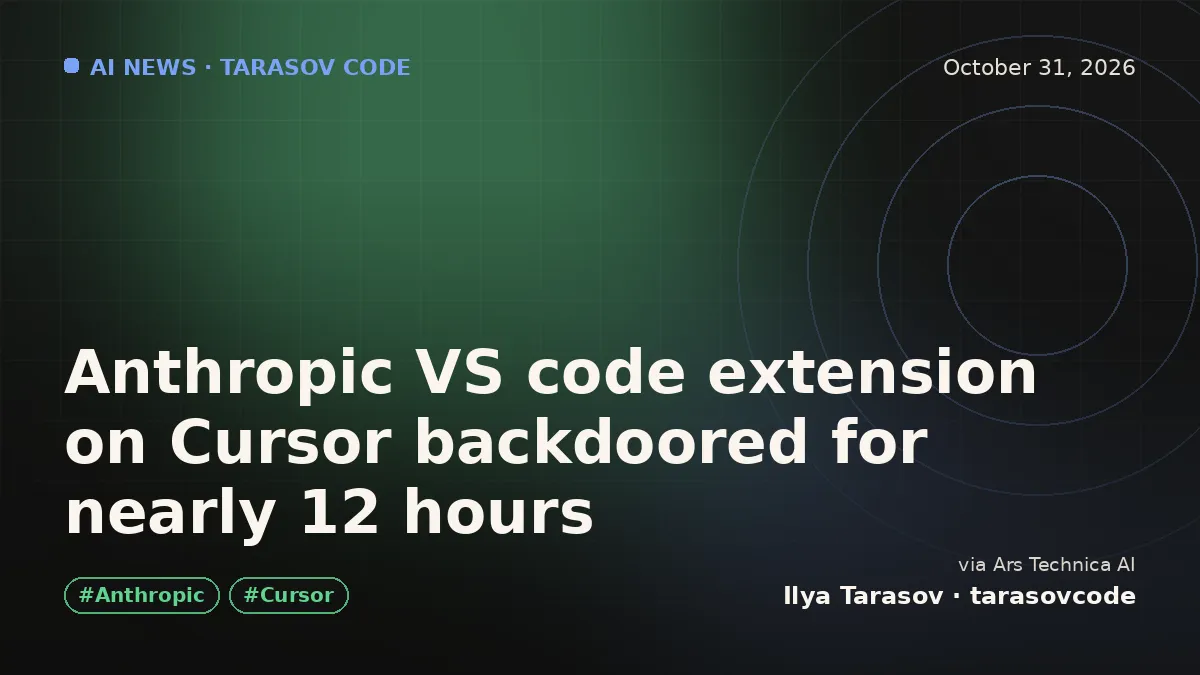 Anthropic VS code extension on Cursor backdoored for nearly 12 hours