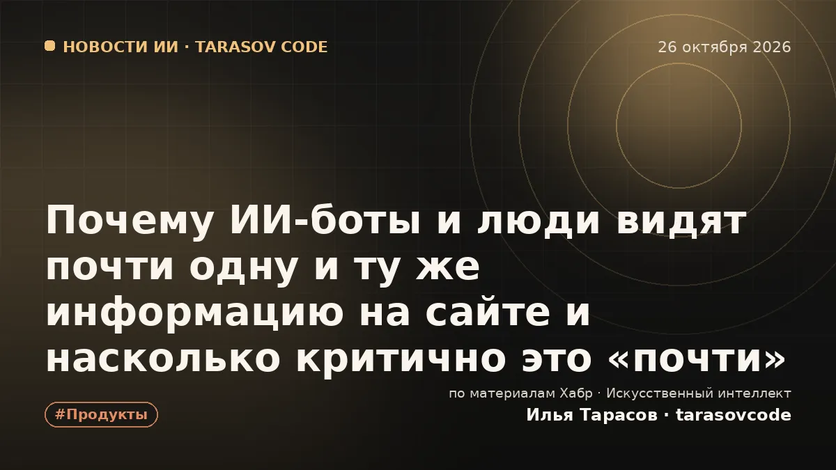 Почему ИИ-боты и люди видят почти одну и ту же информацию на сайте и насколько критично это «почти»