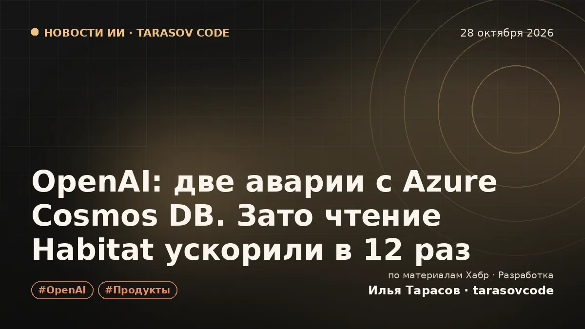 OpenAI: две аварии с Azure Cosmos DB. Зато чтение Habitat ускорили в 12 раз