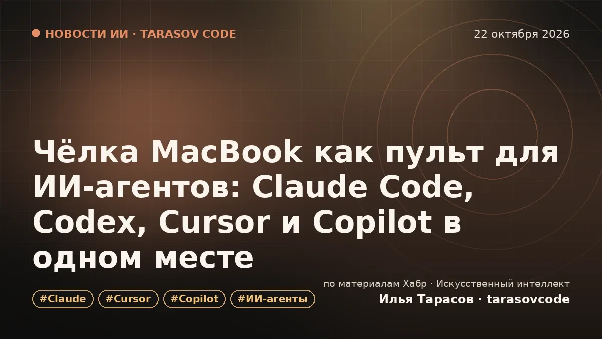 Чёлка MacBook как пульт для ИИ-агентов: Claude Code, Codex, Cursor и Copilot в одном месте