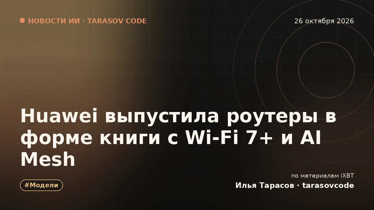 Huawei выпустила роутеры в форме книги с Wi-Fi 7+ и AI Mesh