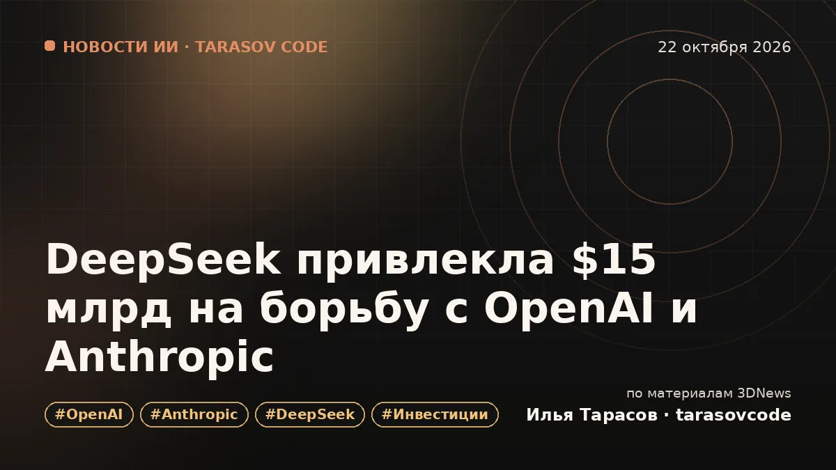 DeepSeek привлекла $15 млрд на борьбу с OpenAI и Anthropic