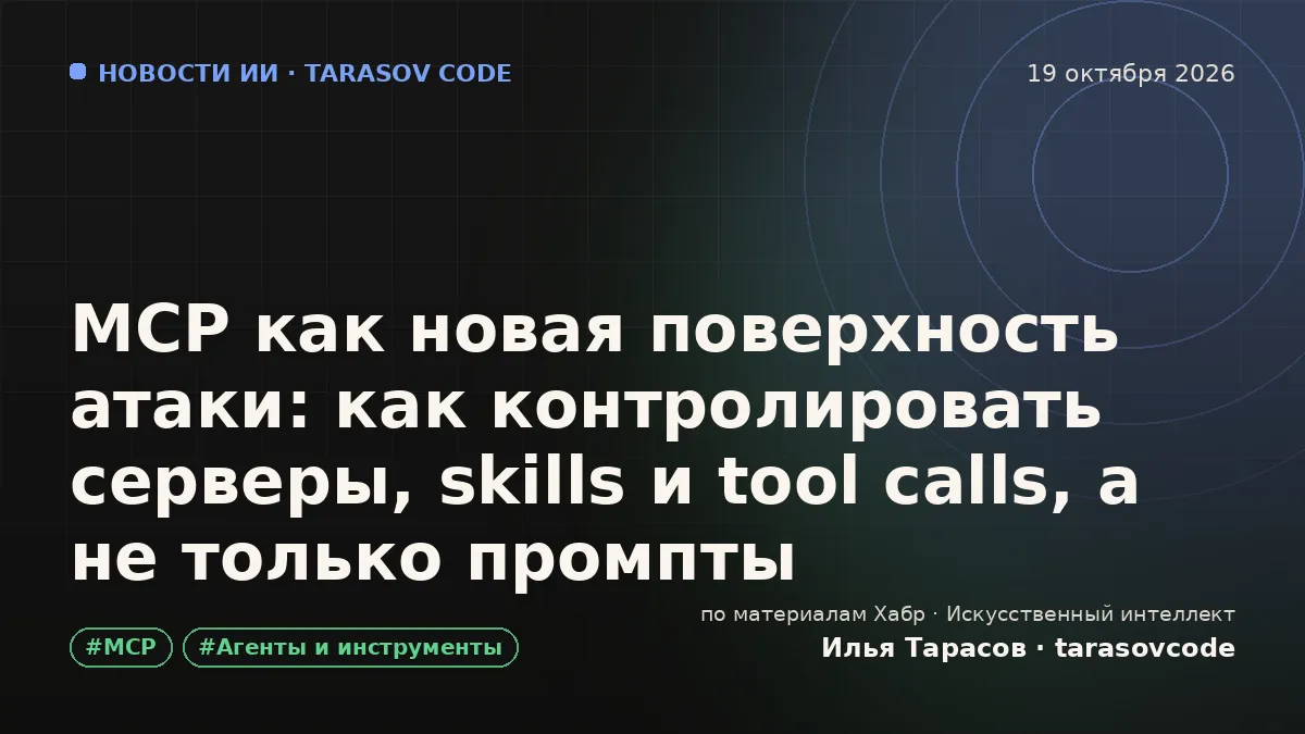 MCP как новая поверхность атаки: как контролировать серверы, skills и tool calls, а не только промпты