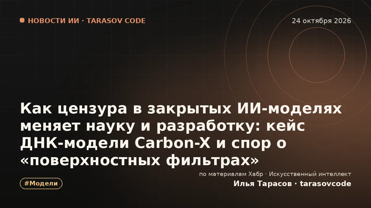 Как цензура в закрытых ИИ-моделях меняет науку и разработку: кейс ДНК-модели Carbon-X и спор о «поверхностных фильтрах»