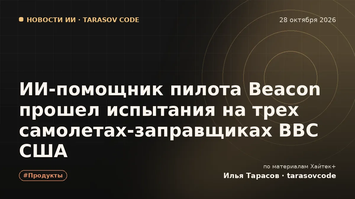 ИИ-помощник пилота Beacon прошел испытания на трех самолетах-заправщиках ВВС США