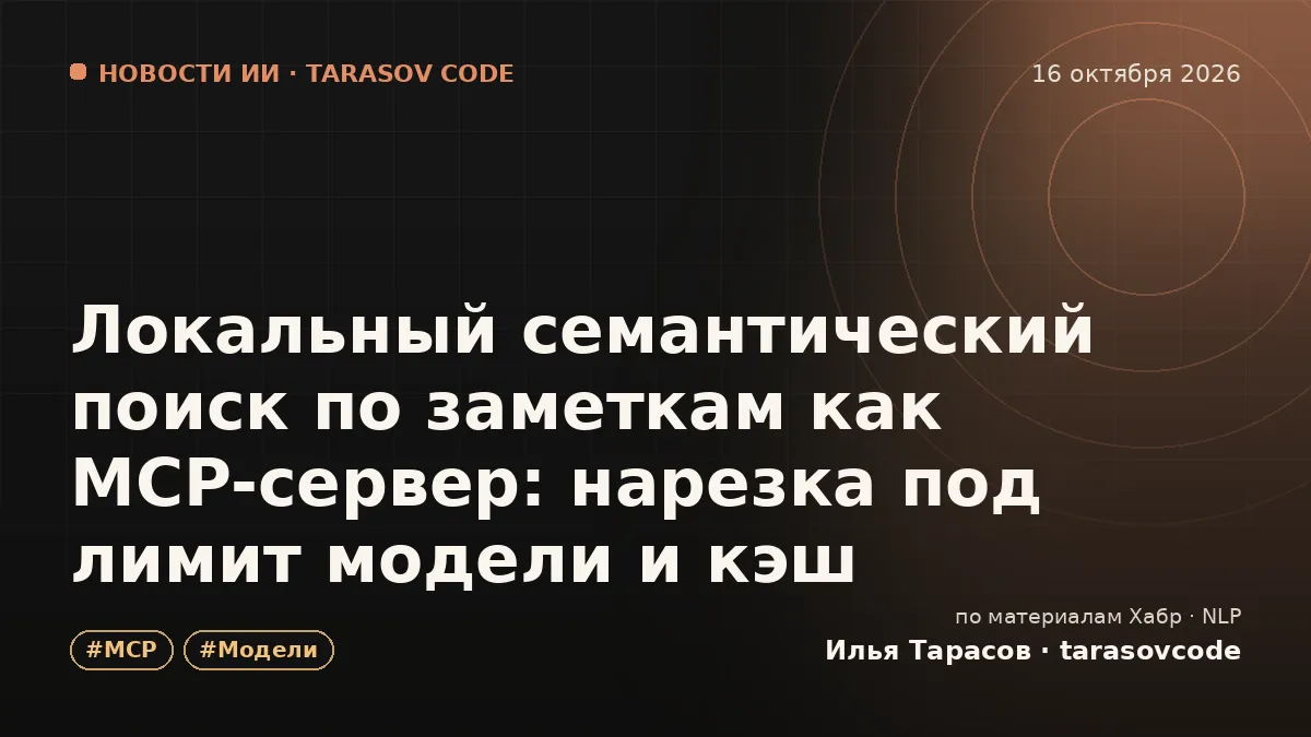 Локальный семантический поиск по заметкам как MCP-сервер: нарезка под лимит модели и кэш