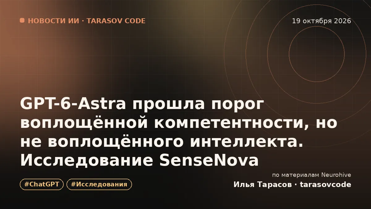 GPT-6-Astra прошла порог воплощённой компетентности, но не воплощённого интеллекта. Исследование SenseNova