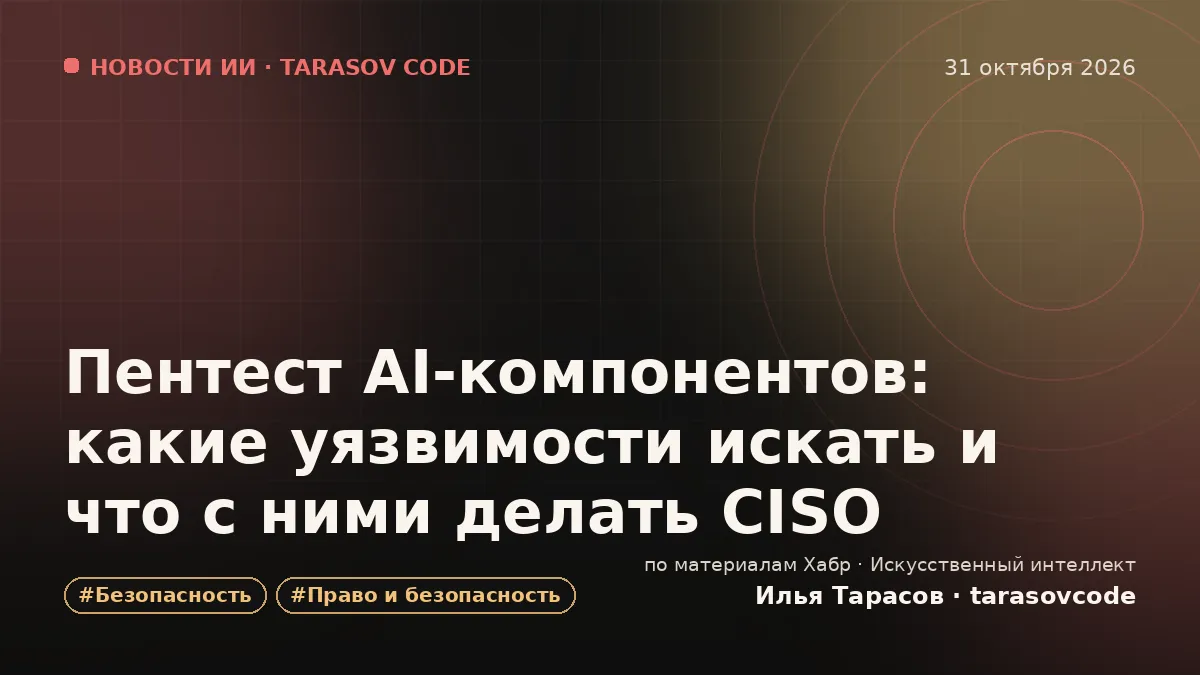 Пентест AI-компонентов: какие уязвимости искать и что с ними делать CISO
