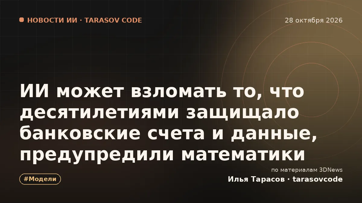 ИИ может взломать то, что десятилетиями защищало банковские счета и данные, предупредили математики