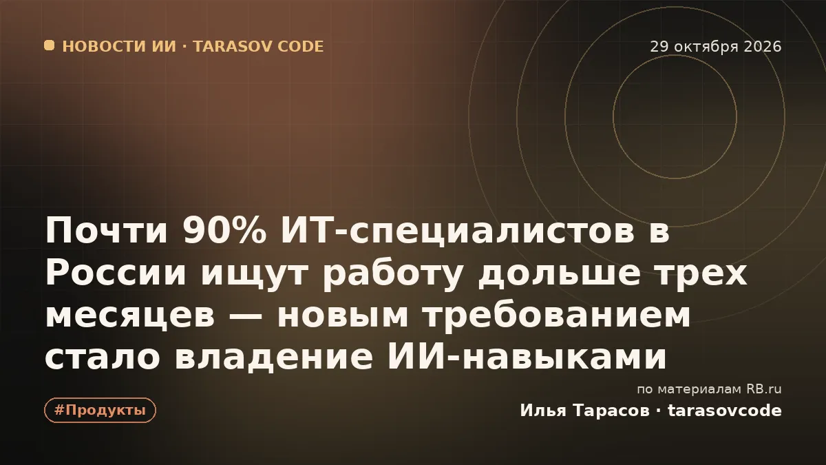Почти 90% ИТ-специалистов в России ищут работу дольше трех месяцев — новым требованием стало владение ИИ-навыками