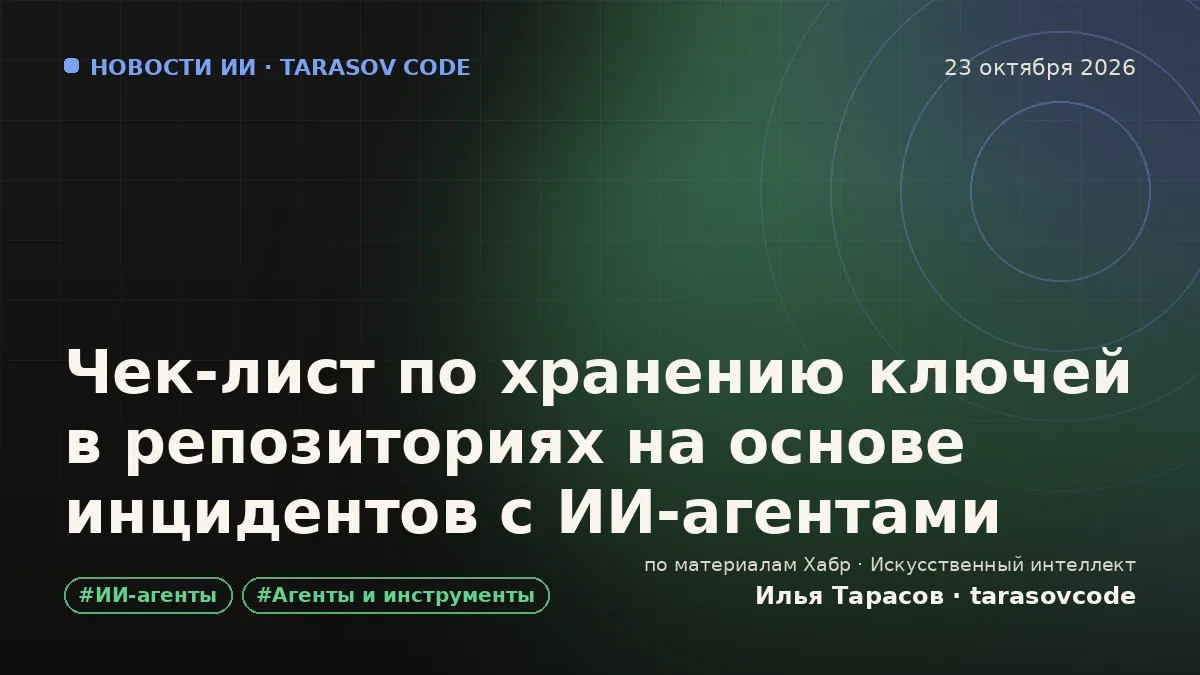Чек‑лист по хранению ключей в репозиториях на основе инцидентов с ИИ‑агентами