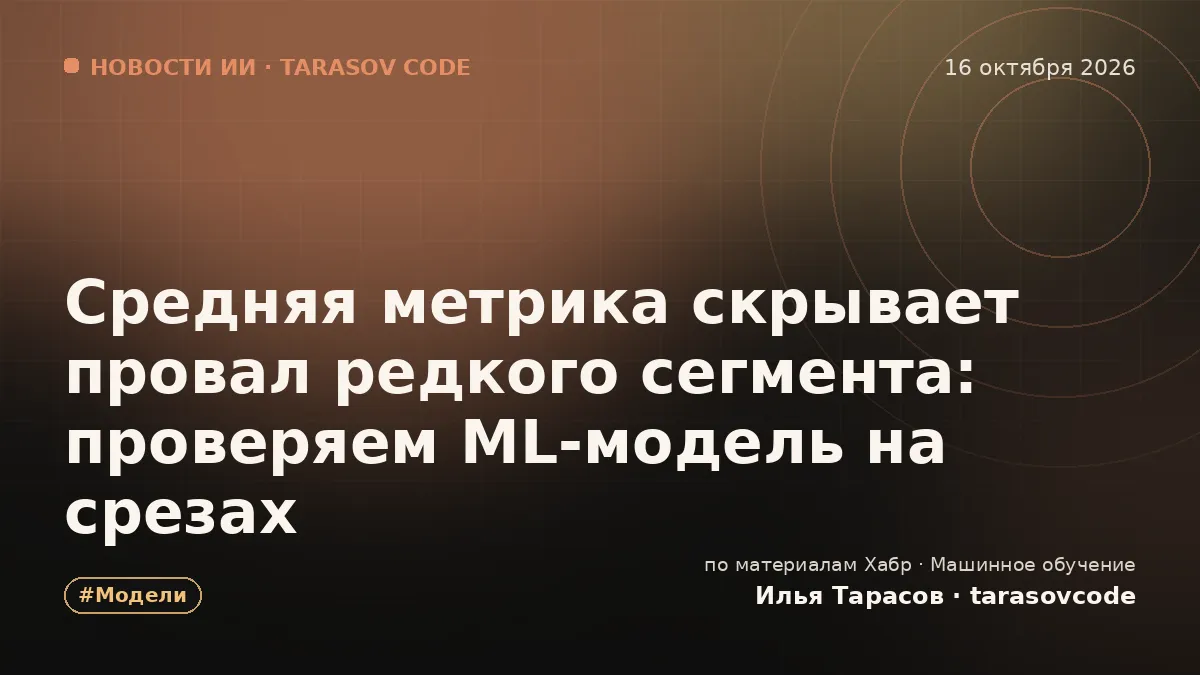 Средняя метрика скрывает провал редкого сегмента: проверяем ML-модель на срезах