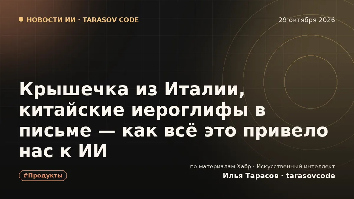 Крышечка из Италии, китайские иероглифы в письме — как всё это привело нас к ИИ