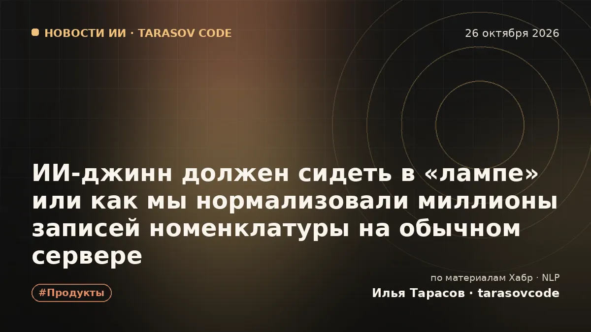 ИИ-джинн должен сидеть в «лампе» или как мы нормализовали миллионы записей номенклатуры на обычном сервере