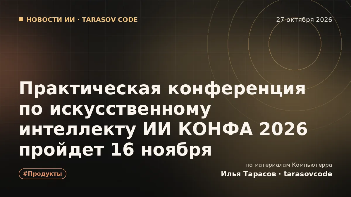 Практическая конференция по искусственному интеллекту ИИ КОНФА 2026 пройдет 16 ноября