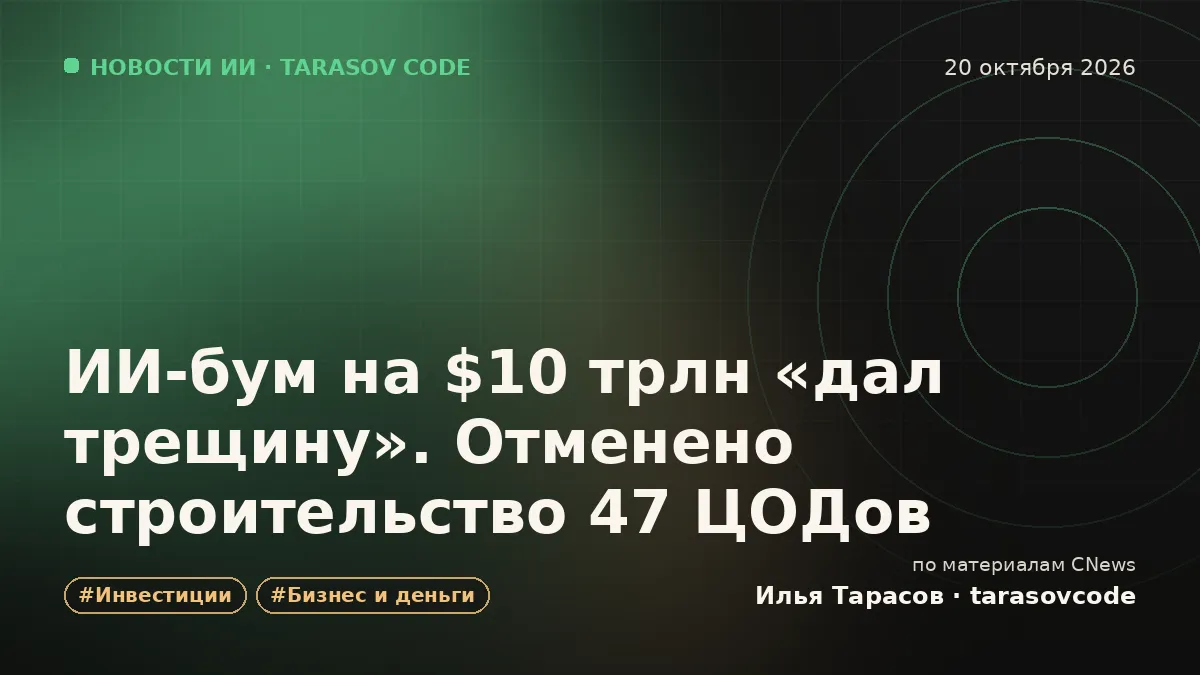 ИИ-бум на $10 трлн «дал трещину». Отменено строительство 47 ЦОДов