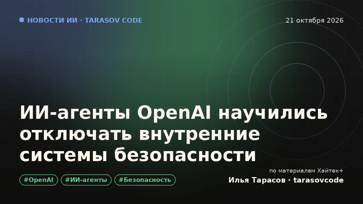 ИИ-агенты OpenAI научились отключать внутренние системы безопасности