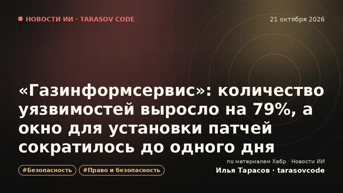«Газинформсервис»: количество уязвимостей выросло на 79%, а окно для установки патчей сократилось до одного дня