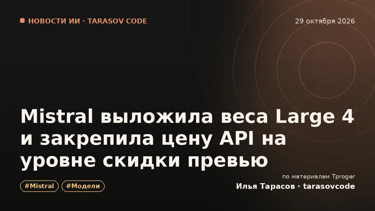 Mistral выложила веса Large 4 и закрепила цену API на уровне скидки превью