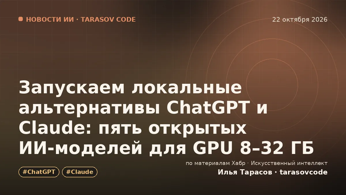 Запускаем локальные альтернативы ChatGPT и Claude: пять открытых ИИ-моделей для GPU 8–32 ГБ