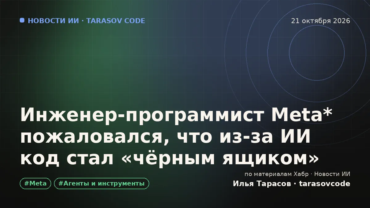 Инженер‑программист Meta* пожаловался, что из‑за ИИ код стал «чёрным ящиком»