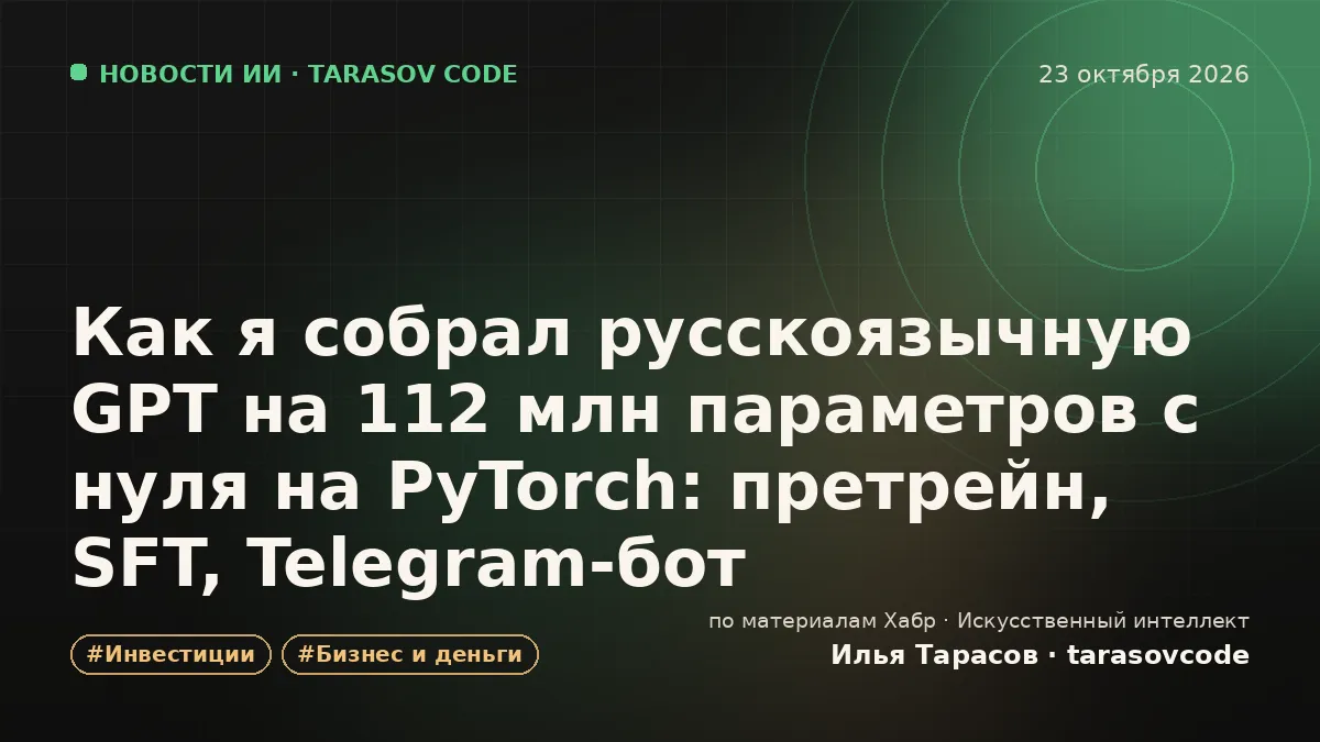 Как я собрал русскоязычную GPT на 112 млн параметров с нуля на PyTorch: претрейн, SFT, Telegram-бот