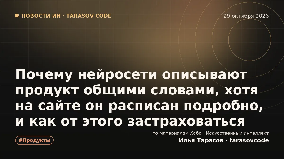 Почему нейросети описывают продукт общими словами, хотя на сайте он расписан подробно, и как от этого застраховаться