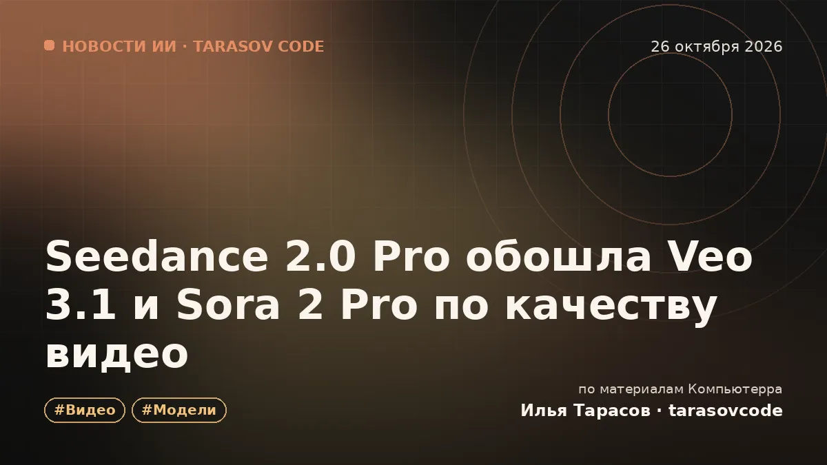 Seedance 2.0 Pro обошла Veo 3.1 и Sora 2 Pro по качеству видео