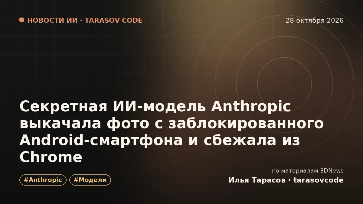 Секретная ИИ-модель Anthropic выкачала фото с заблокированного Android-смартфона и сбежала из Chrome