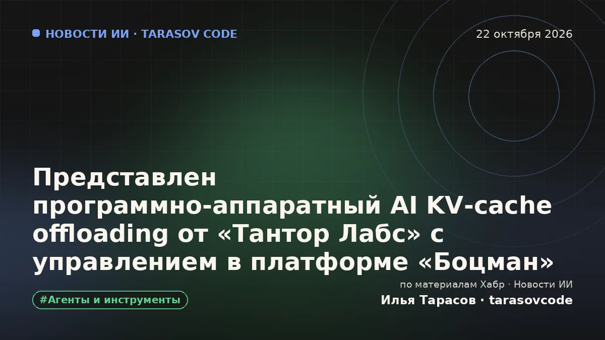 Представлен программно‑аппаратный AI KV‑cache offloading от «Тантор Лабс» с управлением в платформе «Боцман»