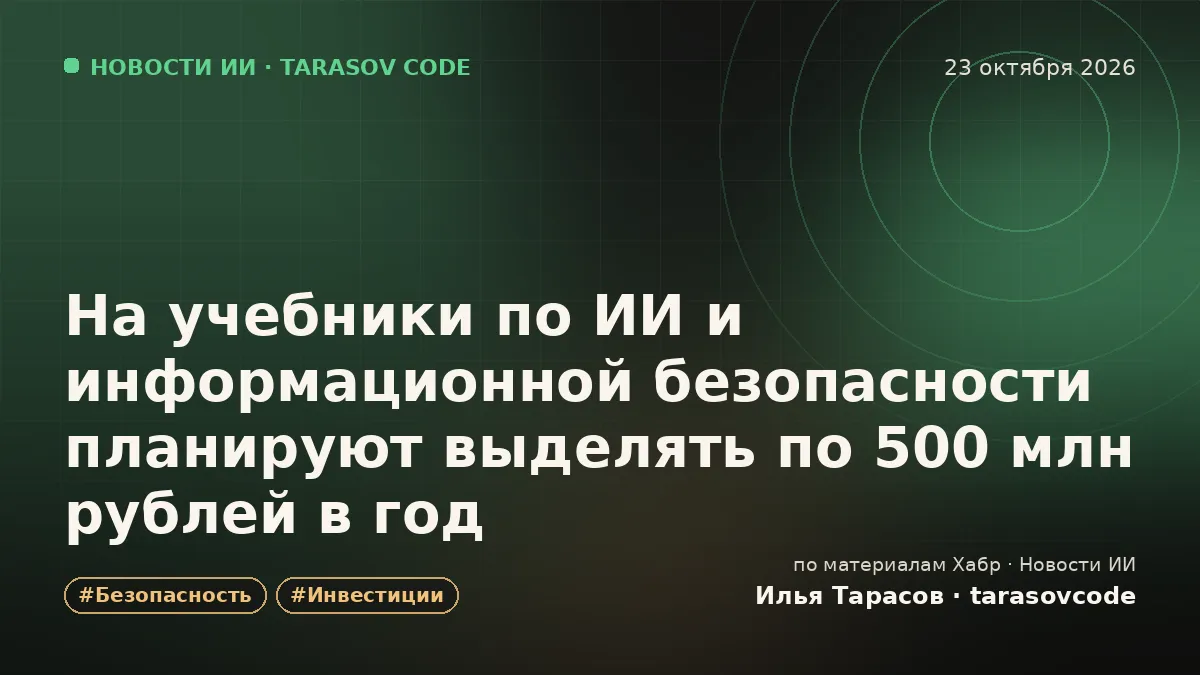 На учебники по ИИ и информационной безопасности планируют выделять по 500 млн рублей в год