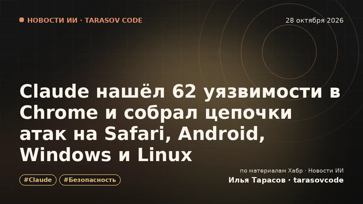 Claude нашёл 62 уязвимости в Chrome и собрал цепочки атак на Safari, Android, Windows и Linux