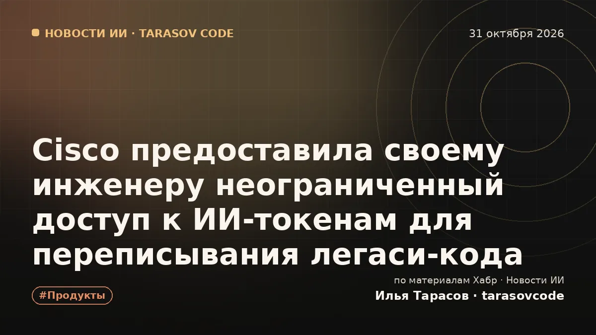 Cisco предоставила своему инженеру неограниченный доступ к ИИ-токенам для переписывания легаси-кода