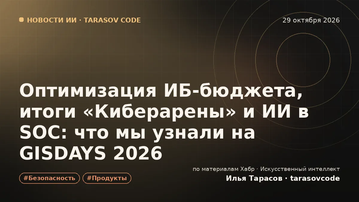Оптимизация ИБ-бюджета, итоги «Киберарены» и ИИ в SOC: что мы узнали на GISDAYS 2026