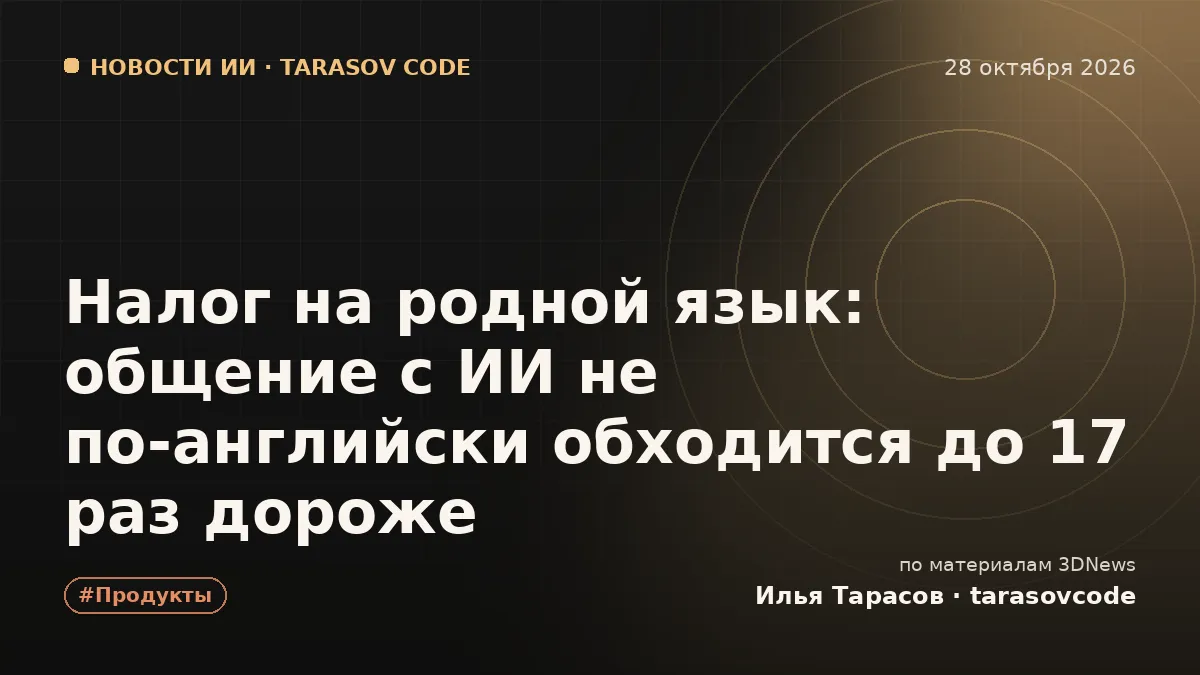 Налог на родной язык: общение с ИИ не по-английски обходится до 17 раз дороже