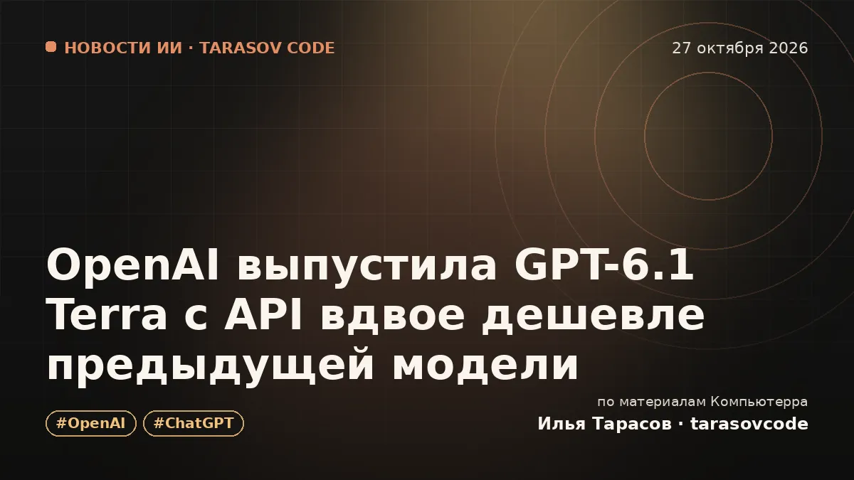 OpenAI выпустила GPT-6.1 Terra с API вдвое дешевле предыдущей модели