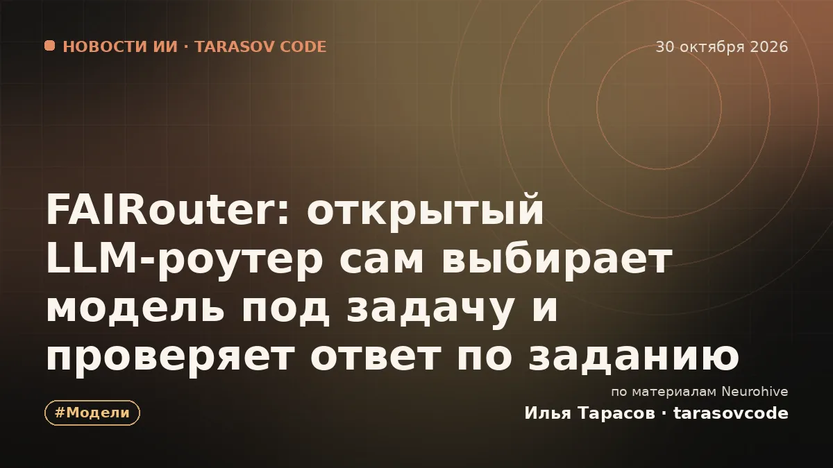 FAIRouter: открытый LLM-роутер сам выбирает модель под задачу и проверяет ответ по заданию