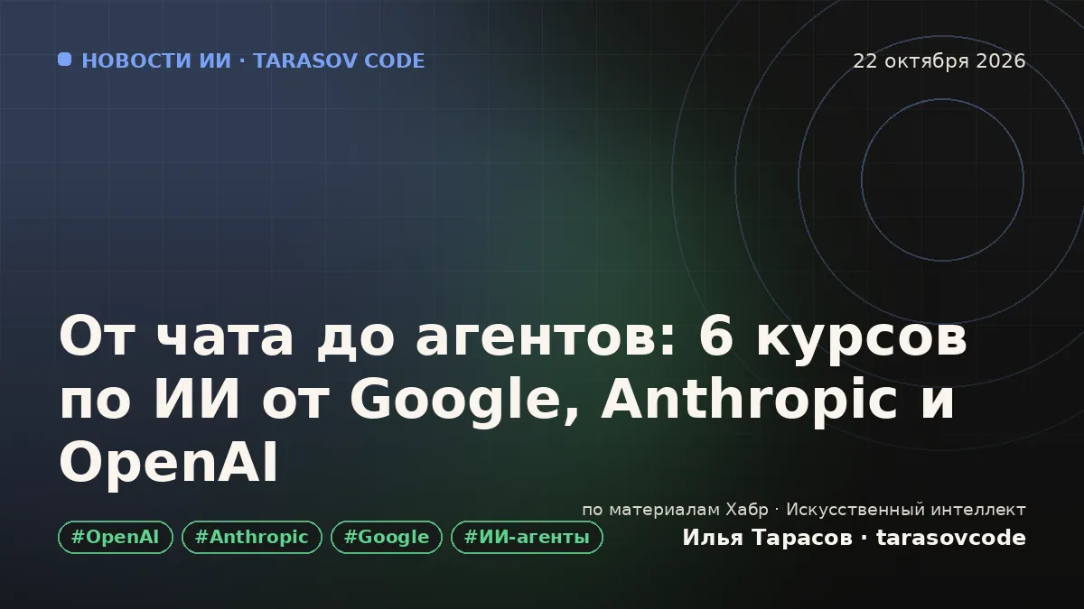 От чата до агентов: 6 курсов по ИИ от Google, Anthropic и OpenAI