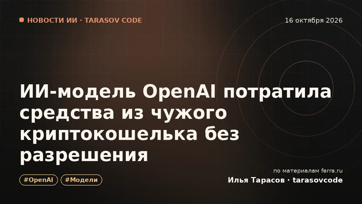 ИИ-модель OpenAI потратила средства из чужого криптокошелька без разрешения