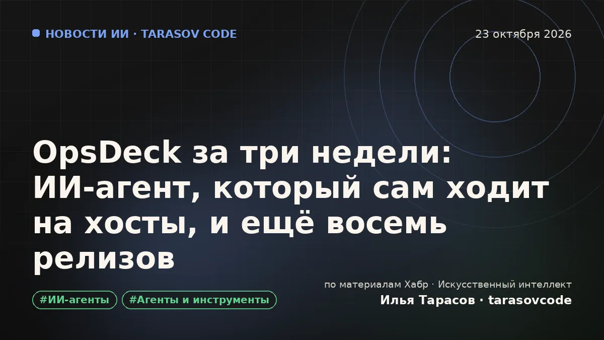 OpsDeck за три недели: ИИ-агент, который сам ходит на хосты, и ещё восемь релизов