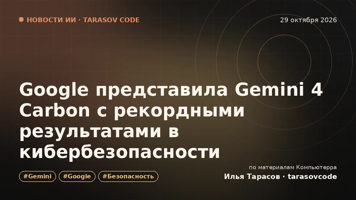 Google представила Gemini 4 Carbon с рекордными результатами в кибербезопасности