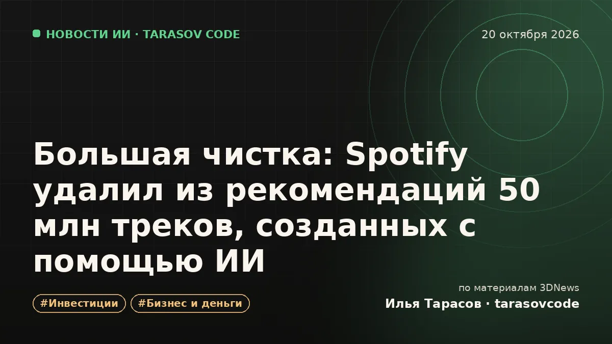 Большая чистка: Spotify удалил из рекомендаций 50 млн треков, созданных с помощью ИИ