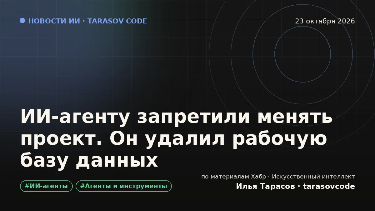 ИИ-агенту запретили менять проект. Он удалил рабочую базу данных